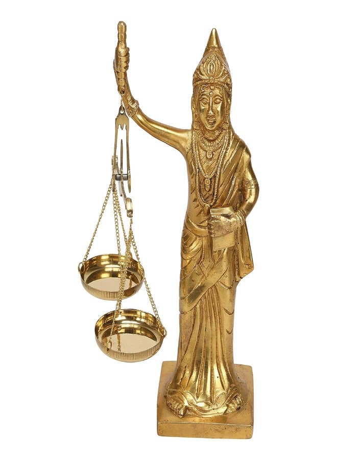 Kartique Brass Lady Justice Statue with Scales | Blindfolded Goddess of Justice Idol | Legal Symbol Figurine for Desk | Advocate & Judge Office Gift | Courtroom Decor Showpiece in Gold, 8.5 Inches - Image 1